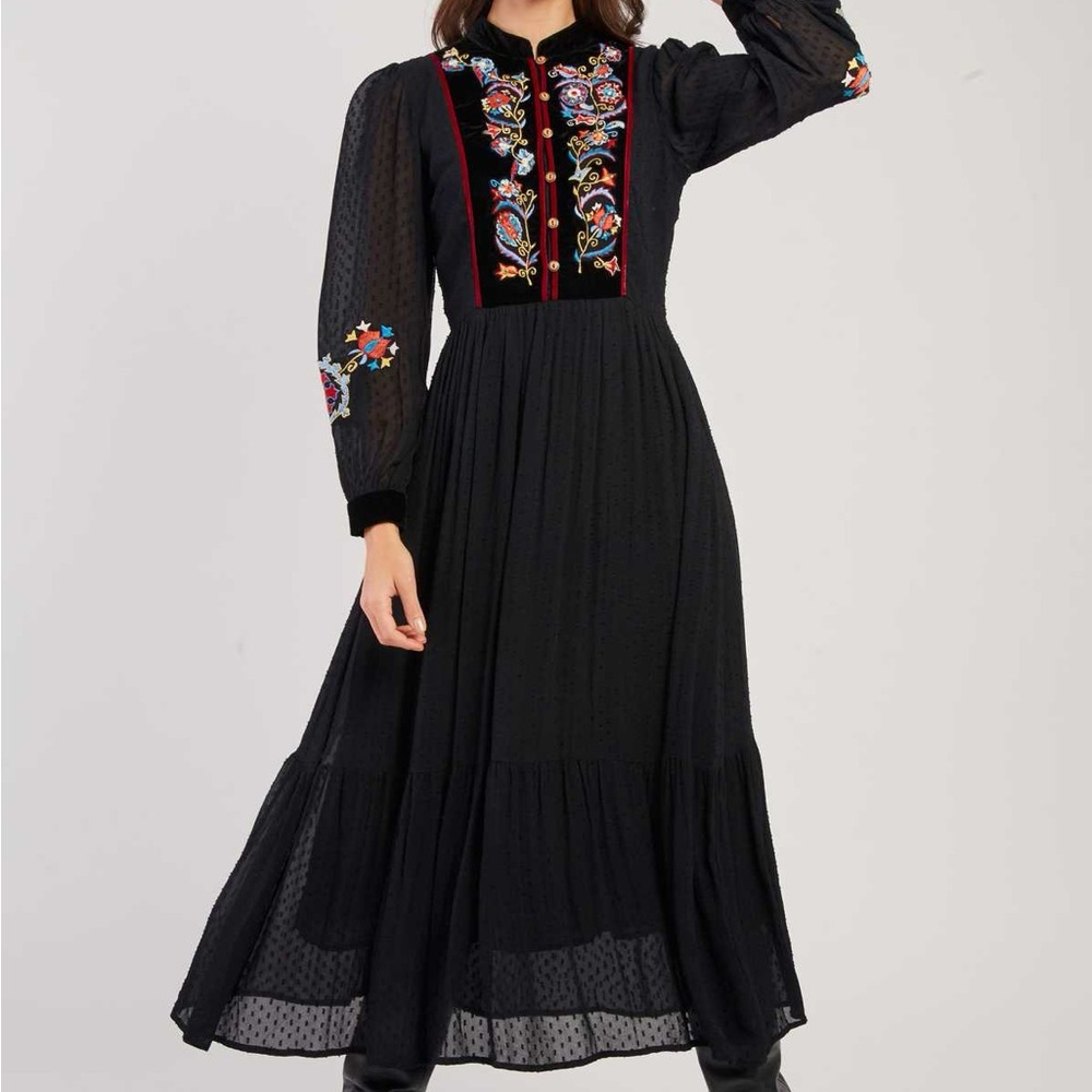 Derhy Embroidered Long Sleeve Dress from France